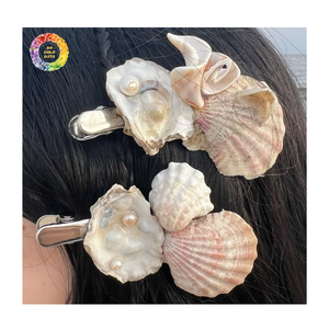 Pinza de pelo de concha marina brillante hecha a mano, pinza de pelo de concha de almeja natural, accesorio para el cabello con aspecto de playa para el verano - Product Image 5