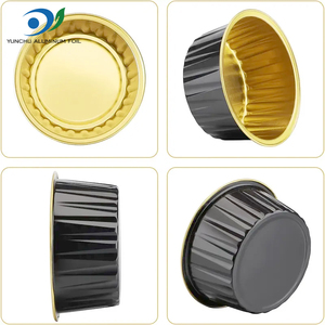 125ml/4.4oz Vàng Đen dùng một lần nhôm lá nướng khuôn tròn bánh pudding nhỏ - Product Image 3