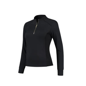 Chemise de base de course à cheval à manches longues en coton à demi-zip de haute qualité pour femmes, compression, séchage rapide, refroidissement solaire - Product Image 1