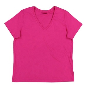 Camiseta de manga corta con cuello redondo para mujer, ropa informal 100% de algodón/poliéster, de alta calidad, con logotipo personalizado bordado - Product Image 3