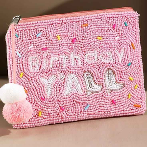 Hand Embroidered Beaded Coin Purse Canvas Fabric <b>Travel</b> Carry Makeup <b>Organizer</b> with Zipper Closure Girl by glowin fashion - Product Image 3