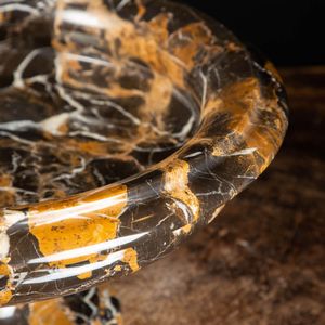 Bol en marbre noir doré naturel sur pied, fait à la main, pierre moderne, villa, hôtel, salle à manger, cuisine, salon, revêtement mural, luxe, feu - Product Image 5