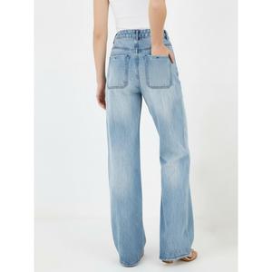 Paola Riboni - Jeans de mezclilla de cintura alta y pierna ancha para mujer, corte holgado, largo completo, lavado medio, algodón, estilo casual, estilo primavera - Product Image 1