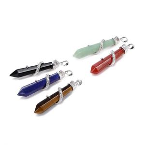 Campuran Batu Permata Pesona Ular Heksagonal Lapis Batu Pasir <span class=keywords><strong>Opalite</strong></span> Jelas Rose Quartz Kristal Batu Liontin untuk Membuat Perhiasan 10X65Mm - Product Image 5