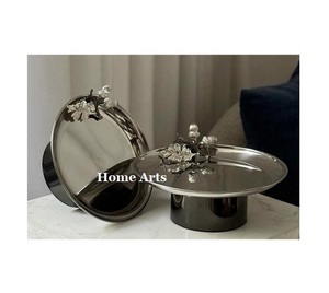 <b>Set</b> Of 2 Stainless Steel Sweets <b>Cake</b> <b>Stand</b> Admirable Design Round Shape Dessert <b>Cake</b> <b>Stand</b> At Lowest Price - Product Image 1