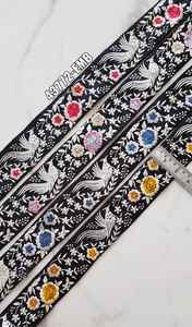 Rubans et lacets colorés pour robes de mariée, brodés à la machine, couleur pastel, 4 pièces, sur mesure, broderie avec paillettes, rubans et lacets colorés blancs - Product Image 3