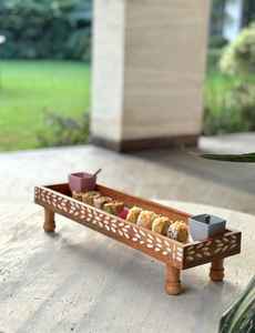 2025 Best Selling Handcrafted Wooden Serving Tray Mother of Pearl Inlay Luxury Pattern Arabian Chocolate Tray Eid Ramadan - Product Image 4