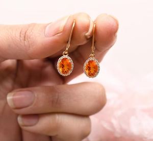 Boucles d'oreilles à fermoir à levier en opale de feu, argent sterling 925 plaqué or 14 carats, halo élégant, pierre précieuse, bijoux à gouttes pour femmes - Product Image 5