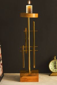 Portavelas de Metal para decoración de boda moderna, portavelas de Metal dorado para velas cónicas de La India - Product Image 2