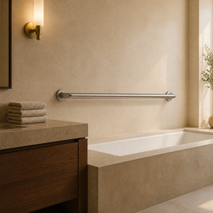 Barre d'appui de 42 pouces en nickel brossé pour baignoire, rail de sécurité mural en acier inoxydable pour salle de bain avec poignée antidérapante - Product Image 1