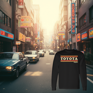 T-shirt promozionale vintage anni '80 per Toyota Japan con grafica retrò a maniche lunghe - Product Image 3