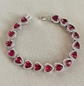 Bracelet Hip Hop en argent sterling 925 avec diamant de laboratoire taille cœur pour femmes - Product Image 2