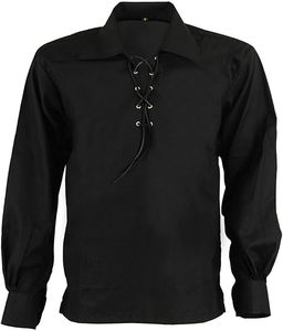 เสื้อคอตตอนผ้าลินินสำหรับผู้ชายเสื้อมีเชือกผูกแขนเสื้อท่อนบน Jacobite - Product Image 1