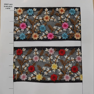 Dentelle brodée florale colorée élégante pour la mode, la décoration intérieure et les projets d'artisanat - Product Image 1