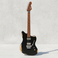 Guitare électrique SBS Jumbo à 6 cordes avec manche en érable flammé torréfié, frettes en acier inoxydable, tremolo Floyd Rose et micros humbucker Alnico II