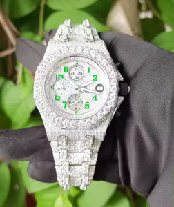 Luxury Iced Out Hip Hop Watch with Moissanite Diamonds Antique <b>Glass</b> High-Quality Movement Stylish <b>Men's</b> Fashion Watch - Product Image 1