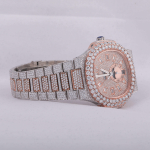 VVS Moissanite diamant clouté Quartz montres de luxe pour hommes femmes demi glacé luxe blanc caoutchouc sport mode affaires - Product Image 5