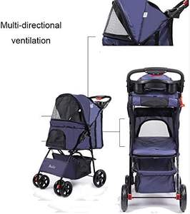 Cochecito para mascotas de diseño de lujo, diseño de tela, rotación, 4 ruedas, comodidad, mediano - Product Image 4