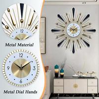 Reloj de pared de Metal de lujo con decoración artística dorada, reloj de pared con forma de reloj, reloj de pared de vidrio templado