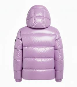 VARSITY SPORTS GEAR Lavender Custom Casual <b>Men's</b> Woolen Puffer <b>Jacket</b> <b>Lightweight</b> Hooded Zipper Breathable Eco-Friendly Winter - Product Image 2