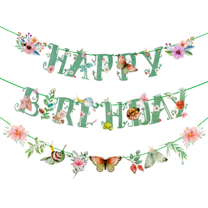 SUNBEAUTY <strong>Spring</strong> Happy Birthday Banner Green <strong>Spring</strong> Butterfly Flowers Banner Summer <strong>Spring</strong> Butterfly Birthday Party <strong>Decorations</strong> - Product Image 1
