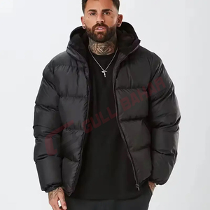 Chaqueta Acolchada con Capucha para Hombre, Nueva Colección, Logotipo Bordado Personalizado, Cuello Alto, Venta al Por Mayor, Estilo Urbano, Impermeable, Transpirable, para Invierno - Product Image 1