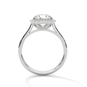 2.0ct Round Brilliant Cut CZ Halo <b>Solitaire</b> <b>Ring</b> with Pave Band 925 Sterling <b>Silver</b> - Product Image 3
