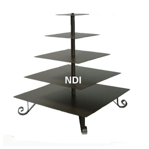 Vajilla para Fiestas de Cumpleaños y Bodas, Soporte para Pasteles, Diseño Moderno, Acabado en Negro, Soporte de Metal para Pasteles - Product Image 1