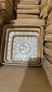 Plateau à balai en rotin pratique, artisanat vietnamien, pour servir les dîners en famille ou organiser les fruits, les collations, le thé, le café, la table à manger - Product Image 2