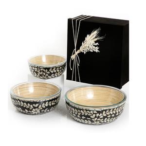 Wooden And <b>Glass</b> <b>Serving</b> <b>Bowl</b> With Mop Work Set Of Three Different Size Chocolates <b>Bowl</b> At Wholesale Price - Product Image 5