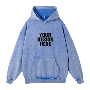 430gsm 100% Cotton Custom Embroidered Heavyweight Distressed Regular Fit Windproof Hoodie Winter Vintage Style Private Label - Product Image 1