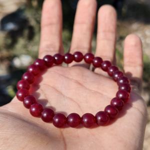 Pulsera Elástica de Cuentas de Rodonita Roja Natural de Alta Calidad, Joyería de Moda, Regalo para Mujer - Product Image 3