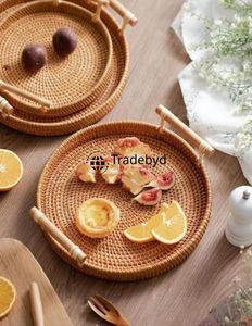 Bandeja Decorativa Moderna de Ratán, Hecha a Mano, Calidad Premium, Multiusos, Natural, para Uso Doméstico, Tradebyd - Product Image 2