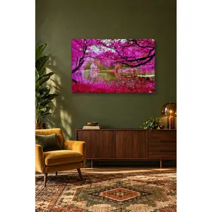 Impression sur toile Fida Pink Leaf Trees and Lakeside - Product Image 3