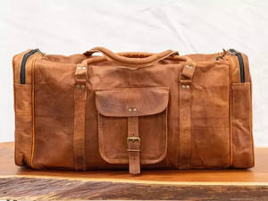 Sac de voyage personnalisé de grande capacité pour le week-end en cuir véritable pleine fleur en polyester de luxe personnalisable en gros - Product Image 5