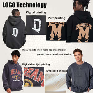 Sweat-shirts à capuche en molleton tricoté sur mesure avec logo OEM, anti-boulochage, en coton épais, surdimensionné, lourd, de créateur, grande taille - Product Image 2