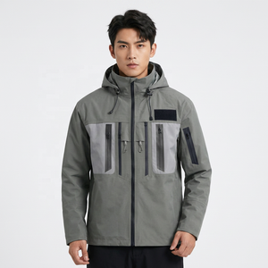 Veste de pêche pour homme, grande taille, respirante, séchage rapide, UPF 50, imperméable, polyester, fermeture éclair, gris uni, vêtements d'extérieur - Product Image 5