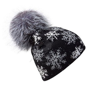 Black Leaf Pom Pom <b>Beanie</b> Breathable <b>Waterproof</b> Winter Hat Soft Warm Unisex Street Style Casual Home Use for Outdoor Travel - Product Image 1