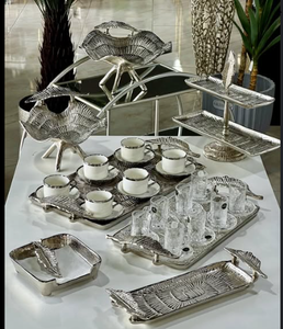High Quality Modern Silver Border Floral Pattern Steel <b>Tier</b> <b>Stand</b> Cake Cookie <b>Stand</b> Trays Dishes Bowls Metal <b>Stand</b> - Product Image 4