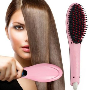Brosse lissante électrique Myrva en céramique 45 W rose, outil de coiffage pour tous types de cheveux, usage domestique - Product Image 1