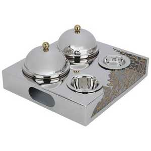 Arabic Polished Set of 2 Metal Eco-Friendly Biodegradable <b>Chocolate</b> Bowl Stand Handmade <b>Wedding</b> Use Superior Quality - Product Image 1