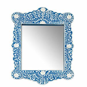 Cadre de miroir mural en bois rectangulaire Incrustation d'os antique Design décoratif pour l'artisanat de salon Os inséré au meilleur prix - Product Image 1