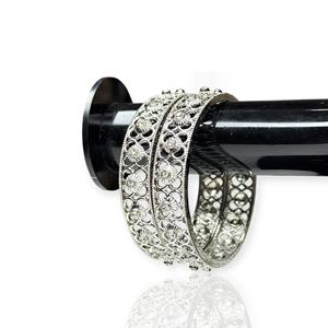 Silver Finish Floral Designer Bangles Elegant Bridal Wedding & Party Wear Premium Imitation Jewellery at Wholesale Price - Product Image 3
