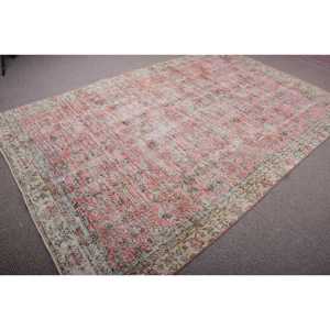 Tapis vintage, grand tapis de 6,2x9,6 pieds, tapis en laine rouge et bleu - Product Image 2