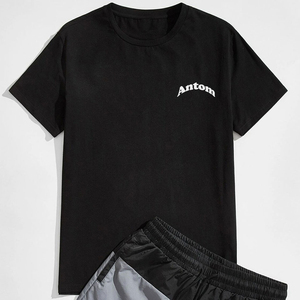 Gran oferta de verano Casual liso en blanco Jogger corto de gran tamaño camiseta Fitness hombres conjuntos cortos personalizados secado rápido - Product Image 5