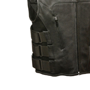 เสื้อกั๊กหนังแท้สำหรับผู้ชายมีแผ่นปะปักหรือโลโก้คลับสามารถสั่งซื้อได้โดยตรงจากโรงงาน - Product Image 4