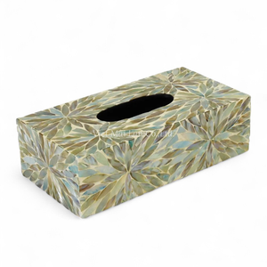Caja de Pañuelos de Nácar al por Mayor, Soporte Decorativo con Incrustaciones de Concha Hecho a Mano - Product Image 1