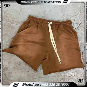 กางเกงขาสั้นผู้ชายวินเทจซักด้วยกรดเหงื่อออกวิ่งลำลองตามสั่ง - Product Image 5