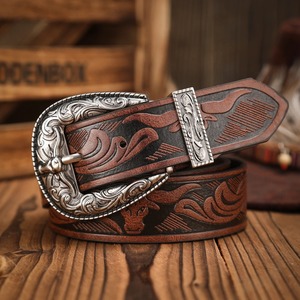 Ceintures en cuir pour hommes Casual Cow Hide Western Fashion Style Custom Logo Colorful Stainless Steel Buckle Woven Technics - Product Image 4