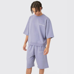 Personnalisé Nouveau Dernier Confortable Léger Surdimensionné Boxy Demi Manches Courtes Ensemble Hommes D'été Shorts Manches T-shirts et Shorts Ensembles - Product Image 1